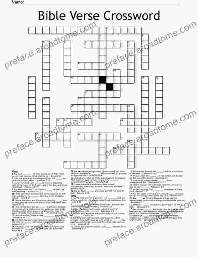 A Crossword Puzzle With Clues Related To Bible Verses, Encouraging Mental Engagement And Biblical Knowledge. Seek And Find: #1 Bible Verse Picture Puzzles Easy Relaxing Puzzles: Pictures To Talk About Bible Verses To Comfort Quick Puzzle To Engage