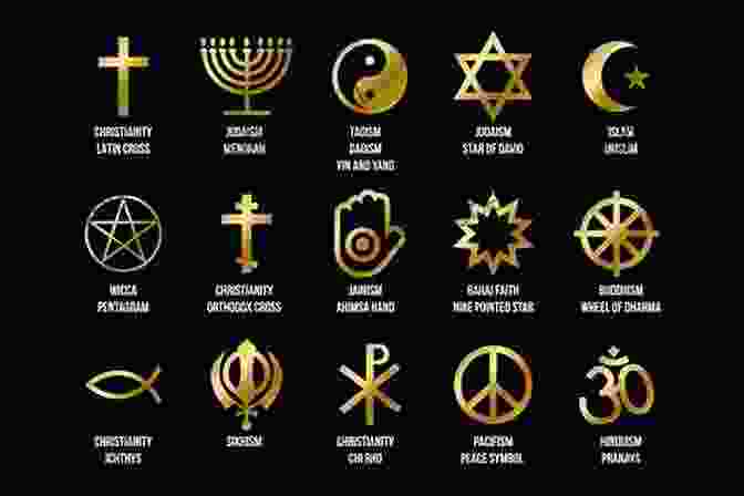 A Tapestry Of Religious Symbols Representing Various Faiths Worldwide. World Religions And Cults Volume 2